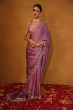 Lavender Organza Saree