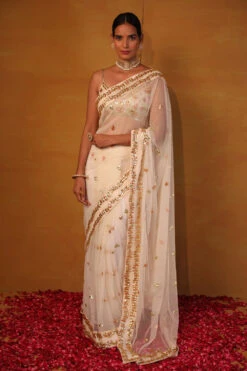 Off White Net Saree