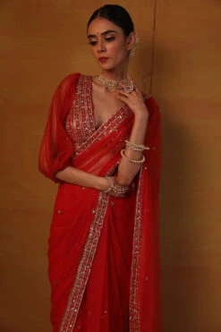 Orange Net Saree -Lillys Clothing Shop 1A7A1285 1 1000x1500 56863a86 346e 4ff9 be94 c5a14dac74c8