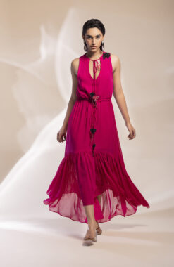 Fuschia Pink Georgette Dress