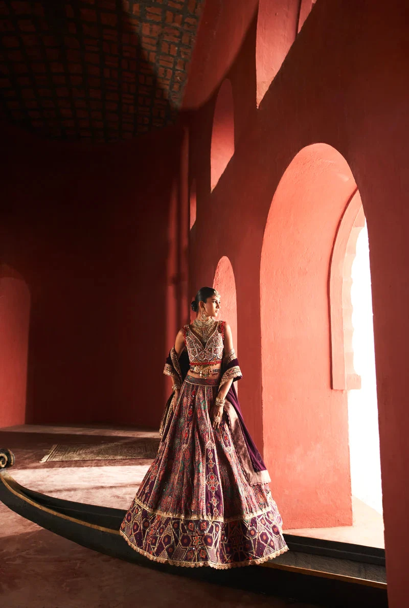 Dark Purple Jamawar Lehnga 3 Dark Purple Jamawar Lehnga - Image 3