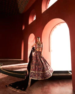 Dark Purple Jamawar Lehnga 6 Dark Purple Jamawar Lehnga -Lillys Clothing Shop 1SToctrobet20239312