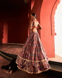 Dark Purple Jamawar Lehnga 8 Dark Purple Jamawar Lehnga -Lillys Clothing Shop 1SToctrobet20239324