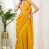Stardust Mustard Yellow Georgette Drape Saree