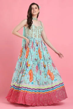 Aqua Corset Anarkali