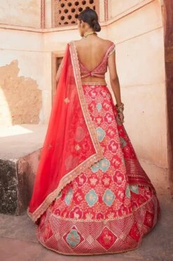 Pink Meenakari Work Banarasi Chanderi Lehenga Set -Lillys Clothing Shop 2 0632194001682681779
