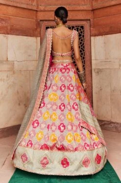 Pink Banarasi Chanderi Meenakari Work Lehenga Set -Lillys Clothing Shop 2 0733239001682681773