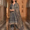 Mulmul Luxe Tissue Satin Chaleya Navy Kurta Tissue Satin Chaleya Pant