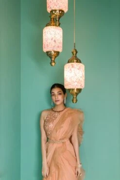 Rose Gold Tonal Embroidered Pre Draped Ruffle Saree -Lillys Clothing Shop 215A0004 1200x1800 14958620 a464 40bc af2b 0650f0864034