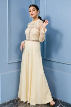 Ivory Tonal Embroidered Jumpsuit