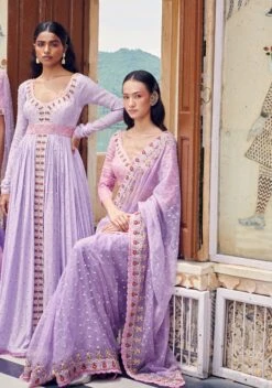 Lilac Embroidered Saree