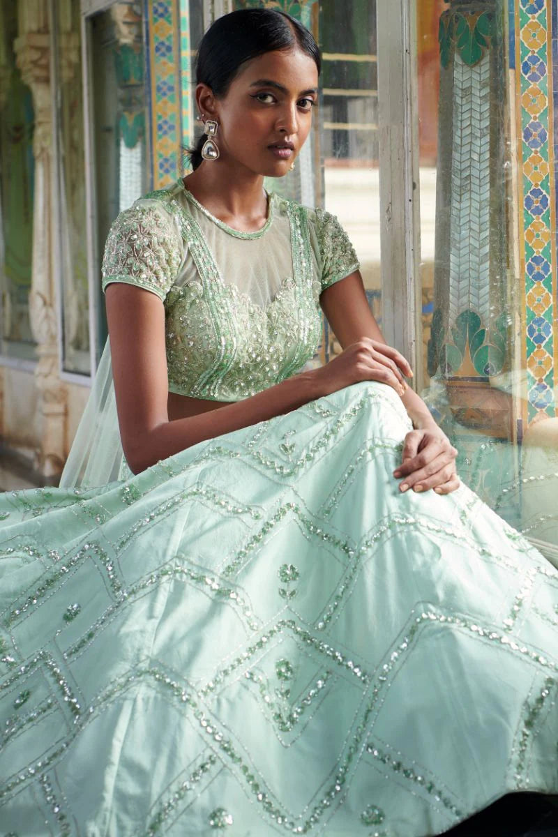 Mint Green Embroidered Lehenga 2 Mint Green Embroidered Lehenga - Image 2