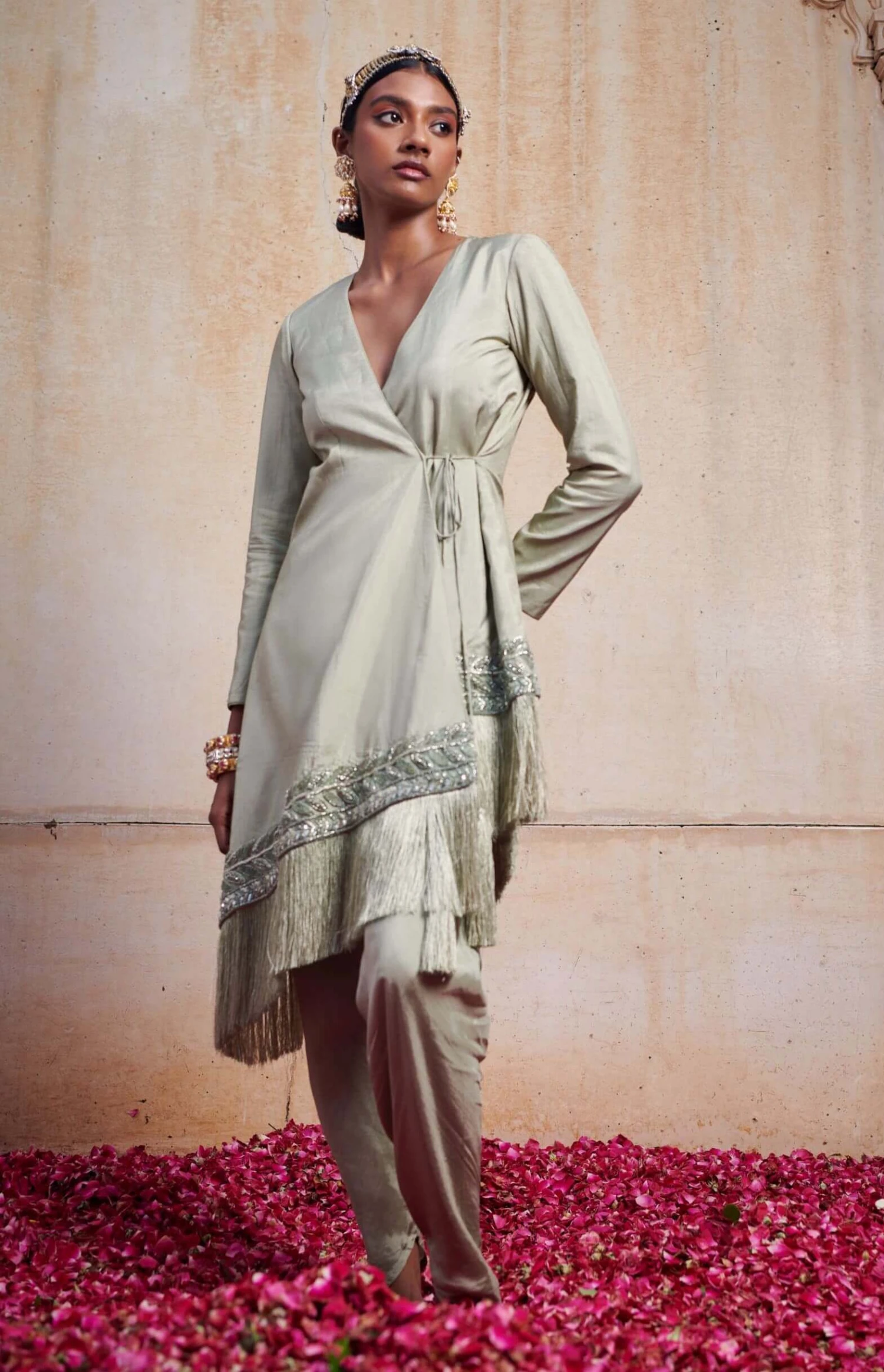 Olive Green Overlapped Kurta 1 Olive Green Overlapped Kurta