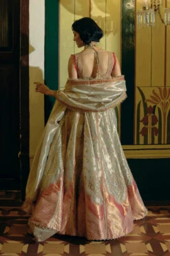 Rose Gold Silk Zari Tissue Lehenga Set -Lillys Clothing Shop 23 1