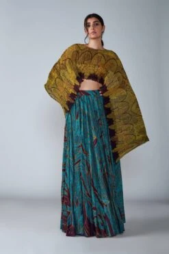 Cape Dupatta, Bustier & Skirt