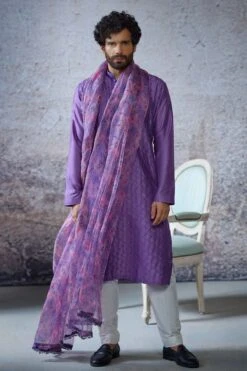 RAJA - Pintucks Kurta Set With Printed Dupatta