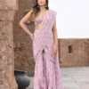 Mulmul Crepe Raahi Lilac Pre-Stitched Saree