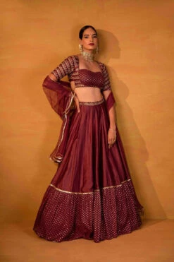 Wine Lehenga Set