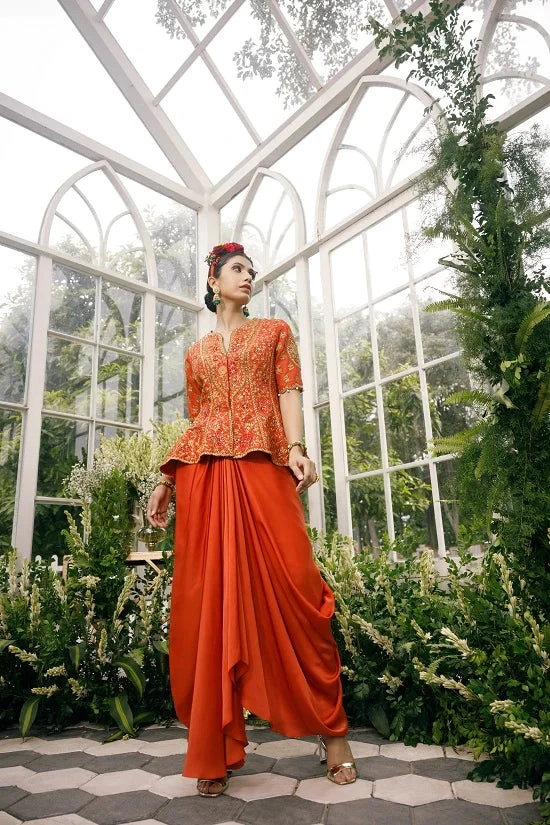 Silk Jacket Top With Irish Satin Drape Skirt 1 Silk Jacket Top With Irish Satin Drape Skirt