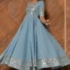 Powder Blue Cotton Anarkali Set