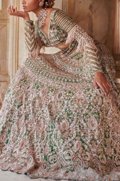 Emerald Green Embroidered Bridal Lehenga