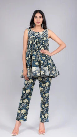 Kavya Black Cotton Kurta Pant Set