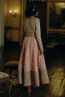 Pink Jacquard Banarsi Anarkali With Cropped Jacket Set -Lillys Clothing Shop 31 a98275b1 4645 4ec7 bf54 f3bf19bdcf02