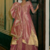 Pink Silk Zari Tissue Jacket With Skirt
