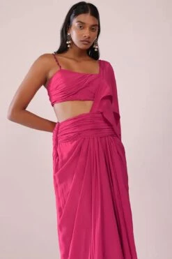 Rani Pink Indo-Western Drape Saree And Blouse Crepe -Lillys Clothing Shop 38 1537793e 6591 4401 affb b38b3fcdb90d