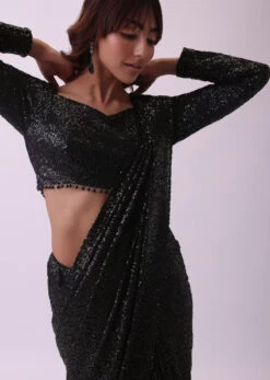Black Sequins Saree And Blouse With Crystal Detailing -Lillys Clothing Shop 3 03949a6d b285 4f04 ae13 4b60a94c57f3