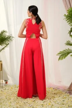Lyric Striking Red Georgette Handcrafted Kalidar Jumpsuit -Lillys Clothing Shop 3 1024x1024 2x 0ed8de8f 550a 4d67 83cd 6d14f9e46ccc