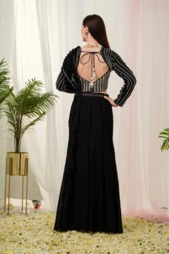 Illusion Black Structured Ruffle Mermaid Georgette Drape Saree -Lillys Clothing Shop 3 1024x1024 2x 8661f386 fca5 408c a716 03ede8ce0933