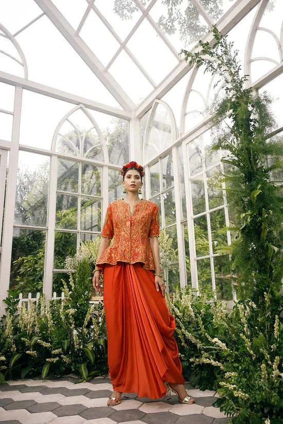 Silk Jacket Top With Irish Satin Drape Skirt 3 Silk Jacket Top With Irish Satin Drape Skirt - Image 3