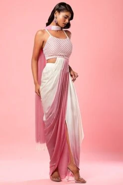 Ivory & Pink Modal Satin Ombre Pre-Draped Dress With Dupatta 6 Ivory & Pink Modal Satin Ombre Pre-Draped Dress With Dupatta -Lillys Clothing Shop 3 da898ecd cfbb 482f 89b3 9495b705e5da