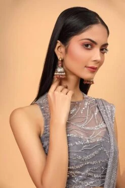 Purple Pre-Draped Saree With Embroidered Blouse -Lillys Clothing Shop 4 14