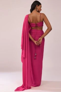 Rani Pink Indo-Western Drape Saree And Blouse Crepe -Lillys Clothing Shop 41 d4d4221e 46d0 47f4 bb1d ec427dcb7167