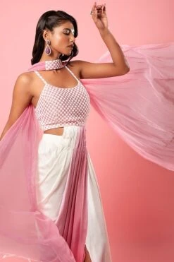 Ivory & Pink Modal Satin Ombre Pre-Draped Dress With Dupatta 7 Ivory & Pink Modal Satin Ombre Pre-Draped Dress With Dupatta -Lillys Clothing Shop 4 fdd3ee78 eacd 4e15 9890 7e21cb4db212