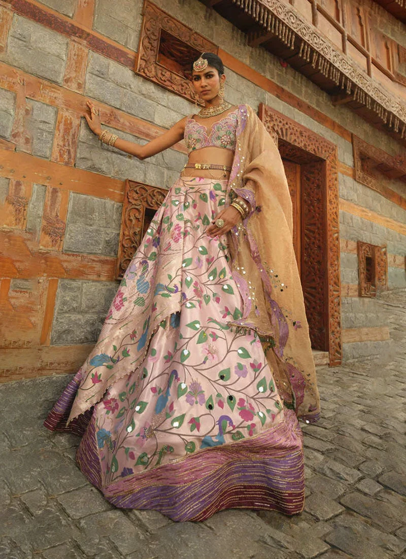 Pink Zari Woven Paithani Lehnga 1 Pink Zari Woven Paithani Lehnga