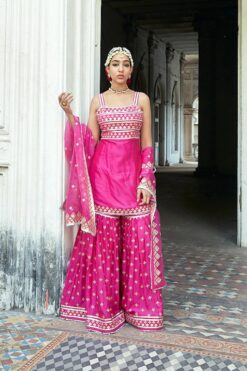 Aarva Strappy Kurta With Sharara And Dupatta