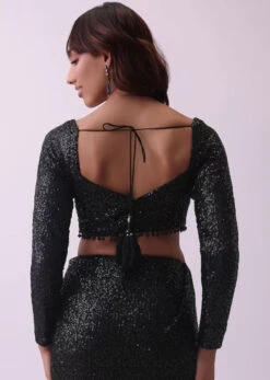Black Sequins Saree And Blouse With Crystal Detailing -Lillys Clothing Shop 6 0ad3f66e f380 461e 88ff 2246a1f4f784