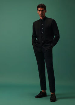 Black Tuxedo And Shirt Set With Hand Embroidery