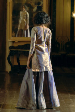 Purple Silk Zari Tissue Kurta And Sharara With Dupatta Set 8 Purple Silk Zari Tissue Kurta And Sharara With Dupatta Set -Lillys Clothing Shop 77 1