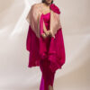 Fuchsia Pink Cape With A Draped Dress