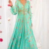 Green Georgette Printed Jacket Anarkali And Skirt Set -Lillys Clothing Shop 89 1000x1500 d5ceb592 4aa6 40bf 9007 272f403e0014