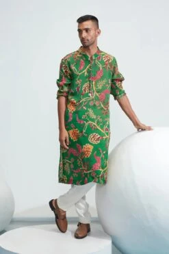 Omar Green Printed Kurta
