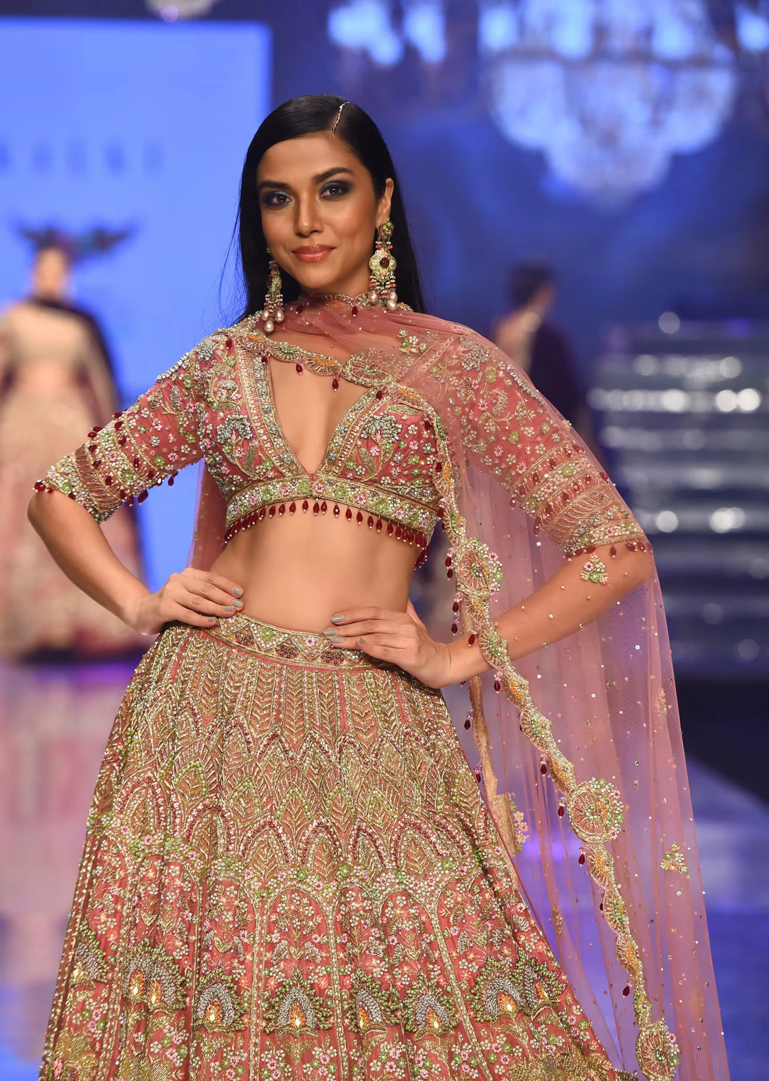 Rose Pink Bridal Lehenga In Raw Silk With Heavy Embroidery 8 Rose Pink Bridal Lehenga In Raw Silk With Heavy Embroidery - Image 8