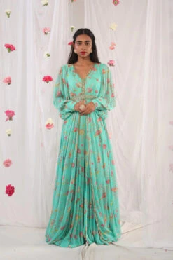Sea Green Jacket Anarkali Set