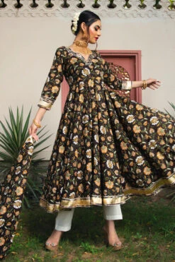 Roop Rang Hand Block Anarkali Set