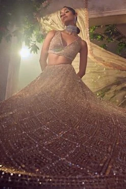 Gold Tulle Lehenga -Lillys Clothing Shop AA09 08 2310067