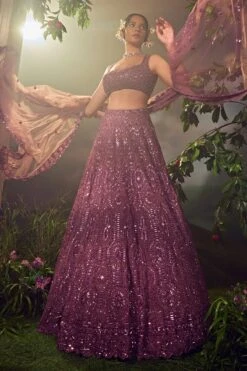 Argyle Purple Tulle Lehenga